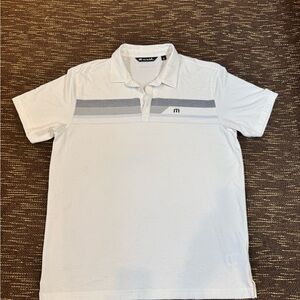 Travis Mathew Polo in White with Gray Accents